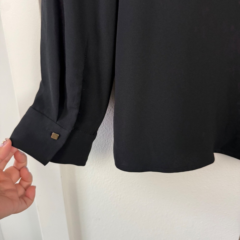 NEW MM Lafleur Black The Lagarde 3.0 Shirt Blouse Crepe Minimalist Size 12 - Picture 12 of 15
